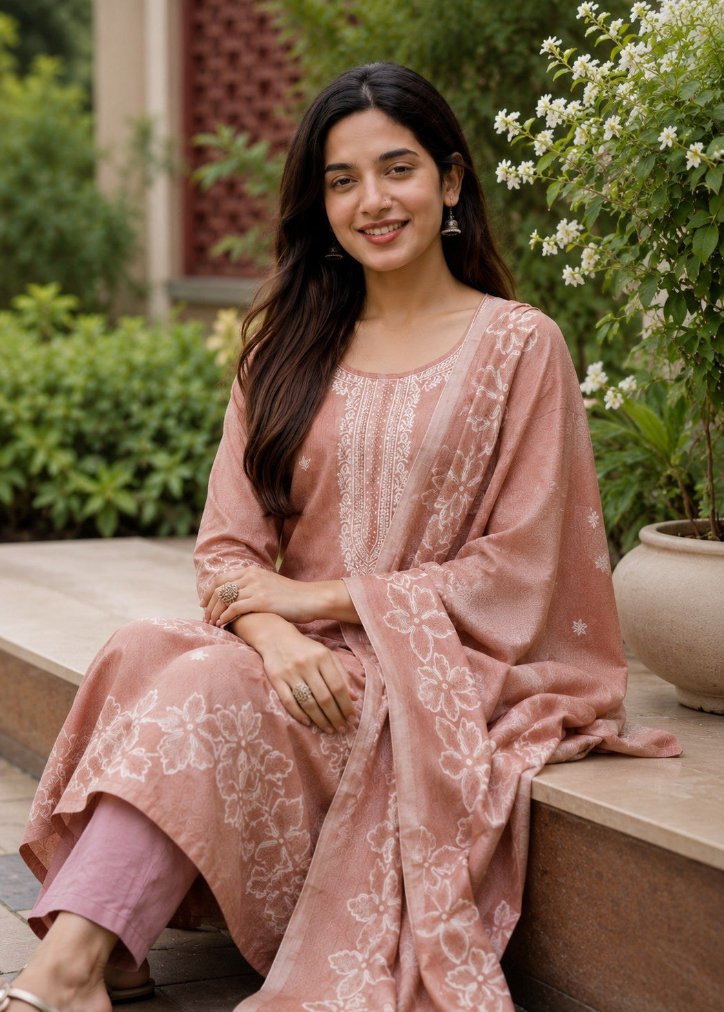 Shriwal Meher Gul Cotton Floral Embroidered Suit Set