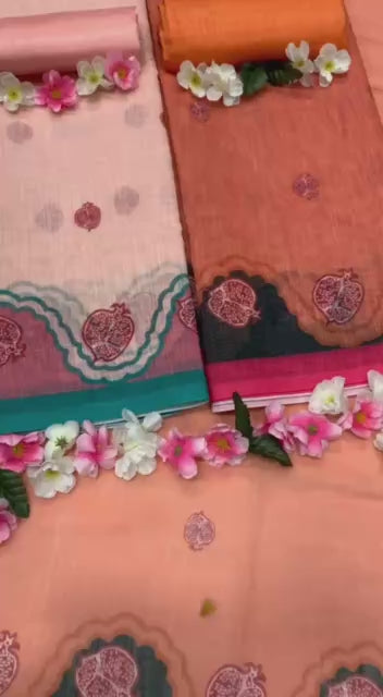 Shriwal Zariya Leher Linen Cotton Digital Saree (2 Colours)